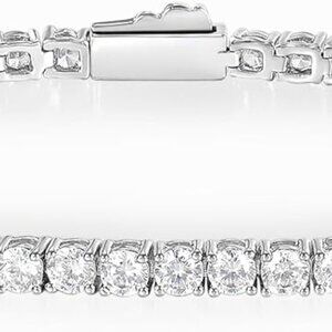 3/4/5mm Tennis Bracelet, 18k White Gold Plated 3MM/4MM/5MM Iced Out Round Cubic